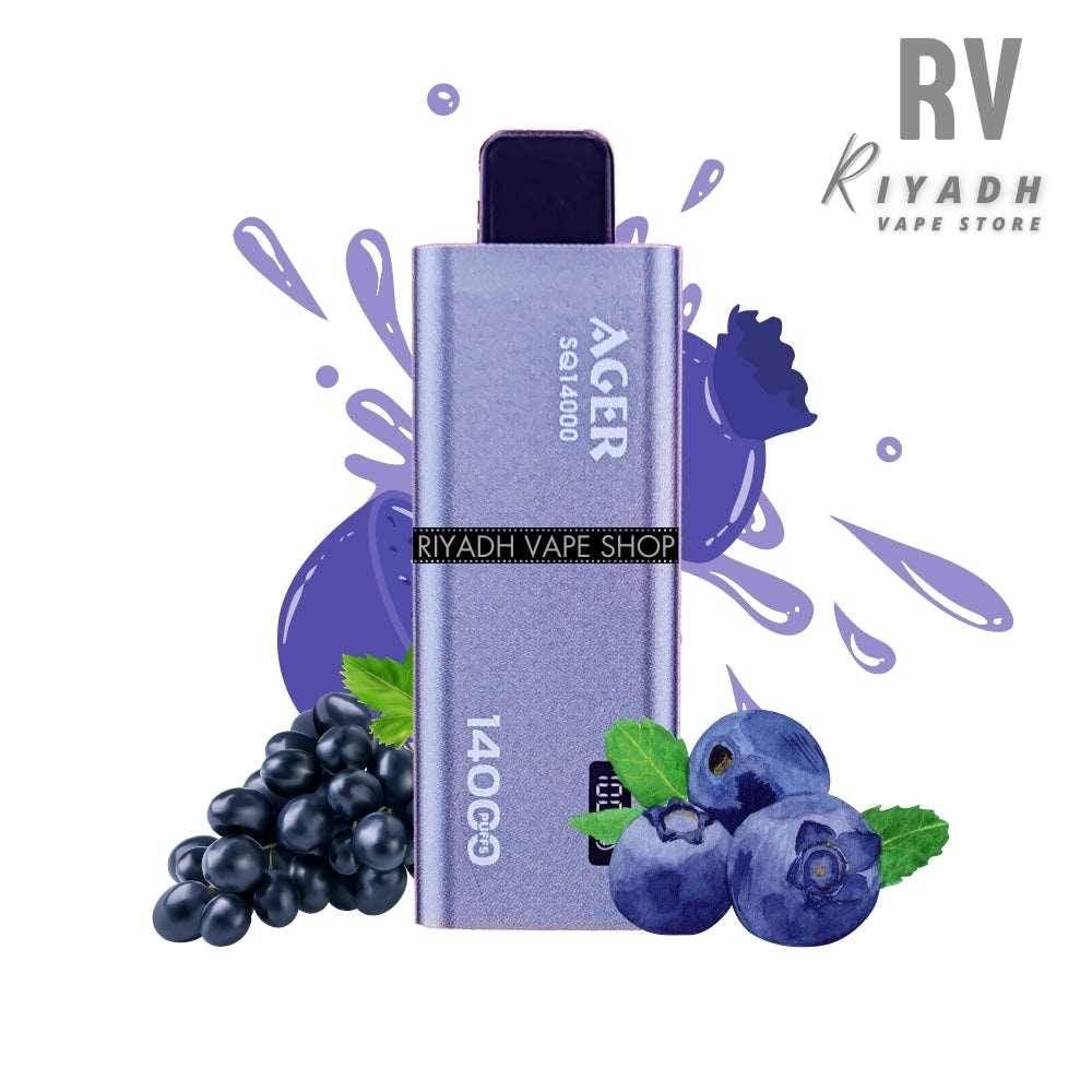 AGER SQ 14000 Puffs Disposable Vape - Grape Blueberry Riyadh Vape Shop AGER SQ 14000 Puffs Disposable Vape - Grape Blueberry Riyadh Vape Shop