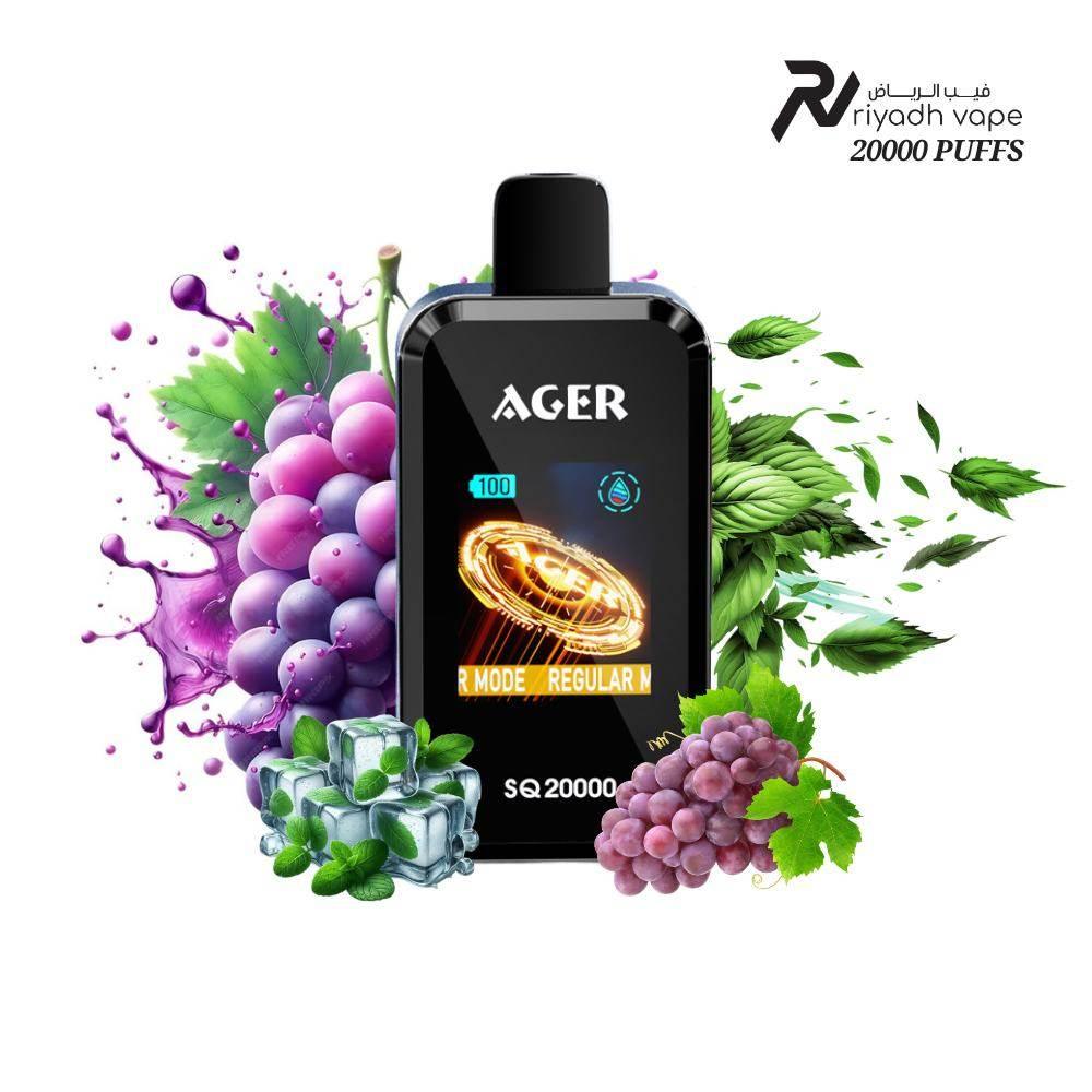 AGER SQ 20000 Puffs Disposable Vape - Grape Mint - Riyadh Vape Shop