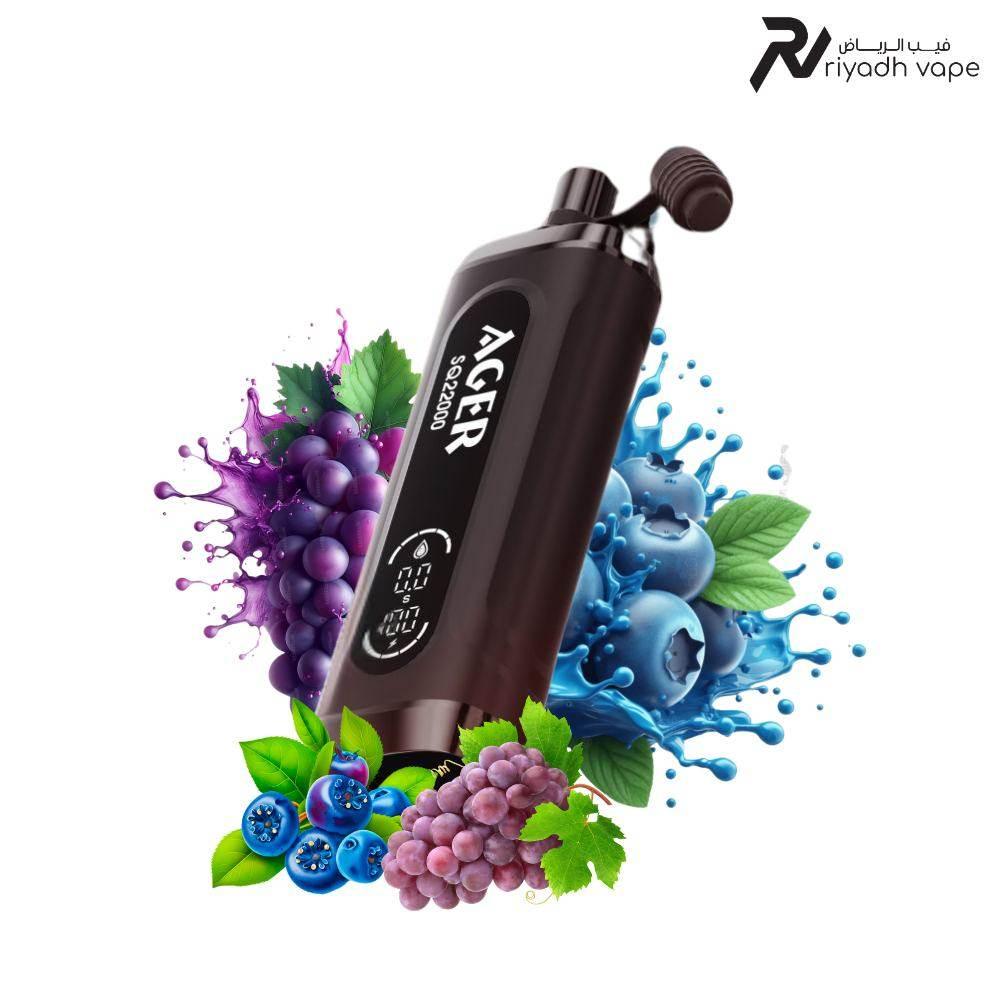 AGER SQ 22000 Puffs Low Nicotine Disposable Vape – Grape Blueberry - Riyadh Vape Shop