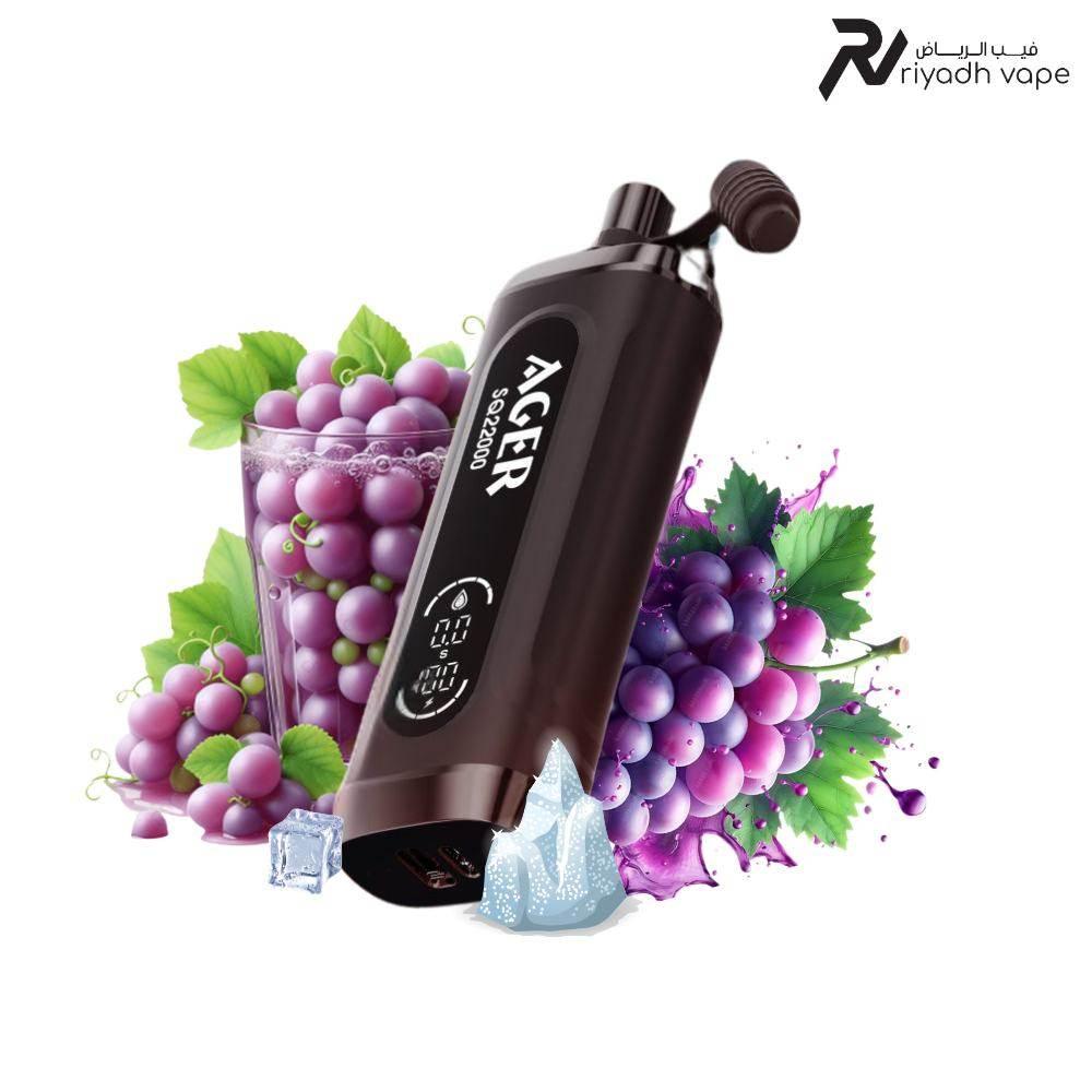 AGER SQ 22000 Puffs Low Nicotine Disposable Vape – Grape Ice - Riyadh Vape Shop