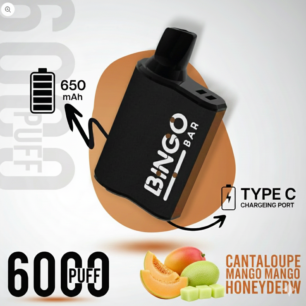 Bingo 6000 Cantaloupe Mango Honeydew – 6000 Puffs | 75 SR | Riyadh Delivery