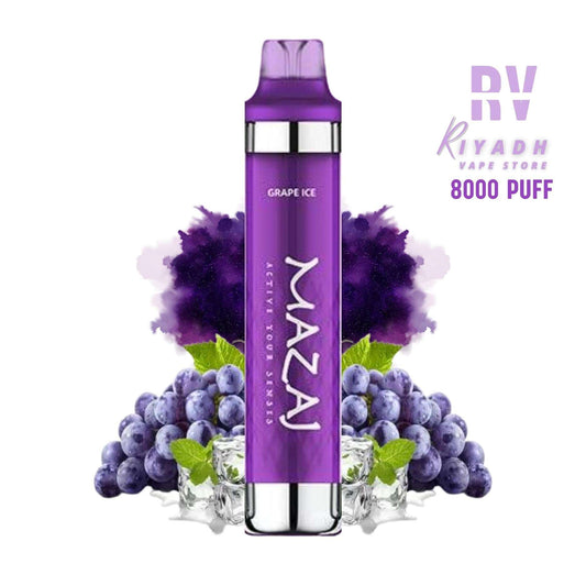 MAZAJ 8000 Puff Disposable Vape – Grape Ice - Vape Riyadh