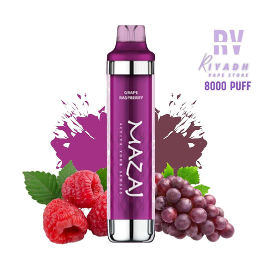 MAZAJ 8000 Puff Disposable Vape – Grape Raspberry  - Vape Riyadh