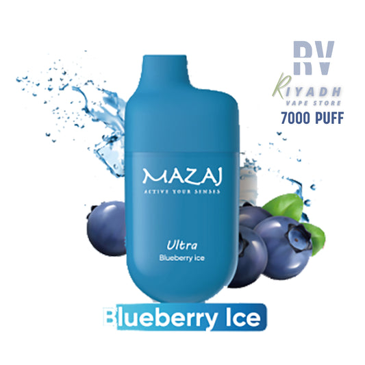 MAZAJ Ultra 7000 Puff Disposable Vape – Blueberry Ice - Vape Riyadh