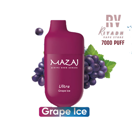 MAZAJ Ultra 7000 Puff Disposable Vape – Grape Ice - Vape Riyadh