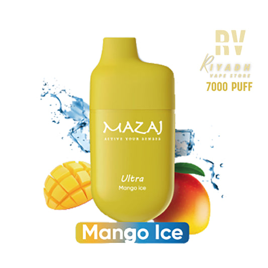 MAZAJ Ultra 7000 Puff Disposable Vape – Mango Ice - Vape Riyadh