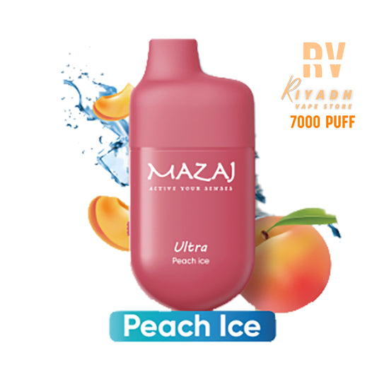 MAZAJ Ultra 7000 Puff Disposable Vape – Peach Ice - Vape Riyadh