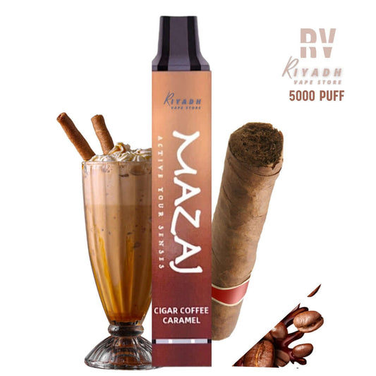 Mazaj 5000 Puff Caramel Coffee Cigar Disposable Vape - مزاج فيب - Riyadh Vape Shop