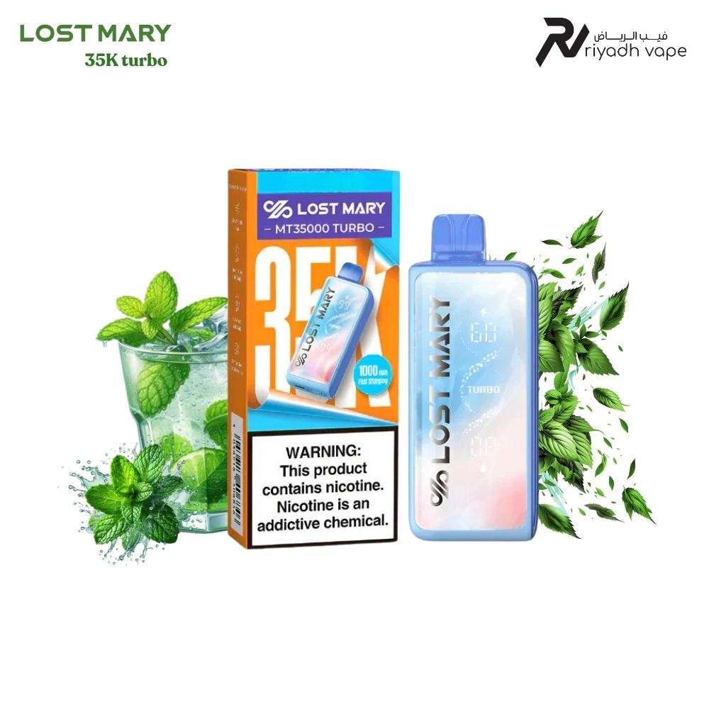 Lost Mary MT35000 Turbo Miami Mint Disposable Vape – Best Vape in Riyadh Saudi Arabia | 35,000 Puffs | 125 SR | Same Day Delivery