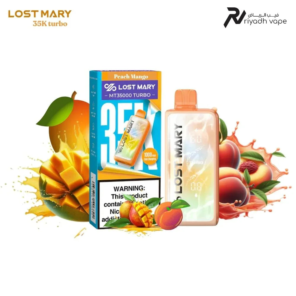Lost Mary MT35000 Turbo Peach Mango Disposable Vape – Best Vape in Riyadh Saudi Arabia | 35,000 Puffs | 125 SR | Same Day Delivery