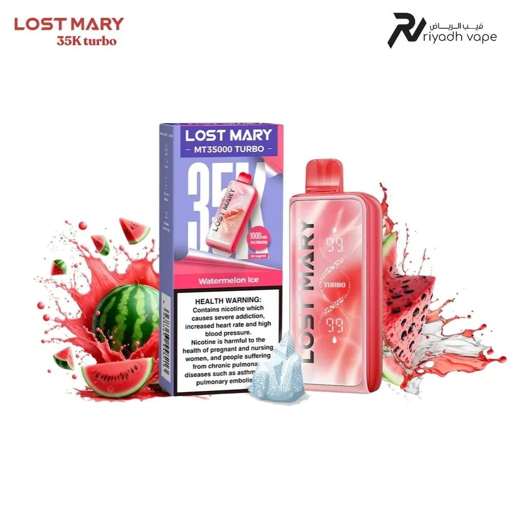 Lost Mary MT35000 Turbo Watermelon Ice Disposable Vape – Best Vape in Riyadh Saudi Arabia | 35,000 Puffs | 125 SR | Same Day Deliver