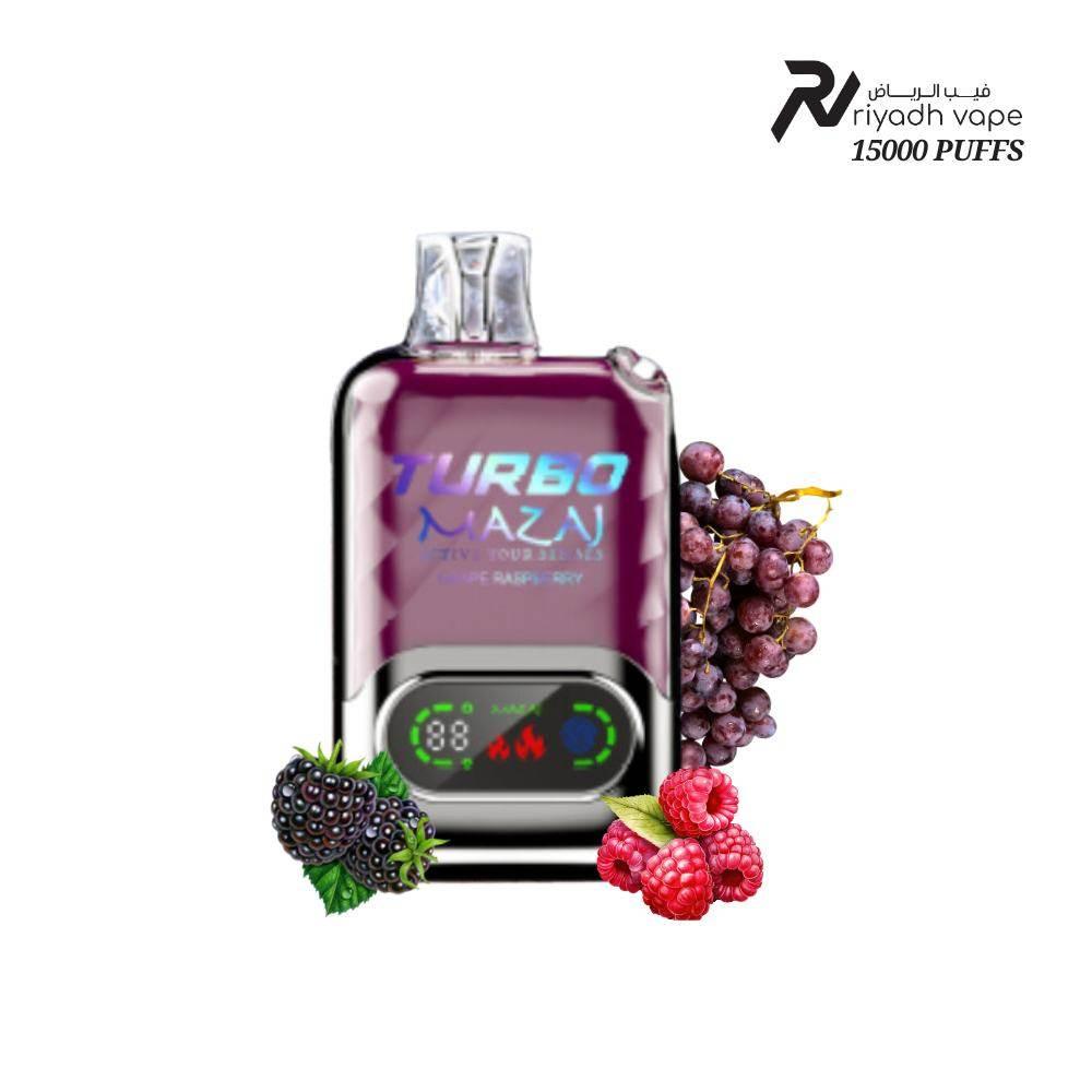 Mazaj Turbo 15000 Puffs Disposable Vape - Grape Raspberry Riyadh Vape Shop Mazaj Turbo 15000 Puffs Disposable Vape - Grape Raspberry Riyadh Vape Shop