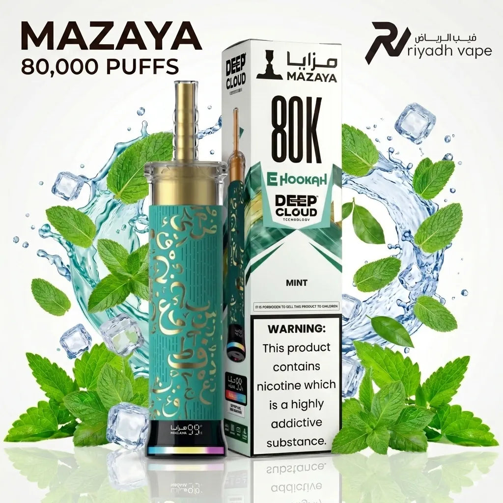 Mazaya Deep Cloud 80K disposable vape Mint flavour, 80,000 puffs, Riyadh Vape Shop