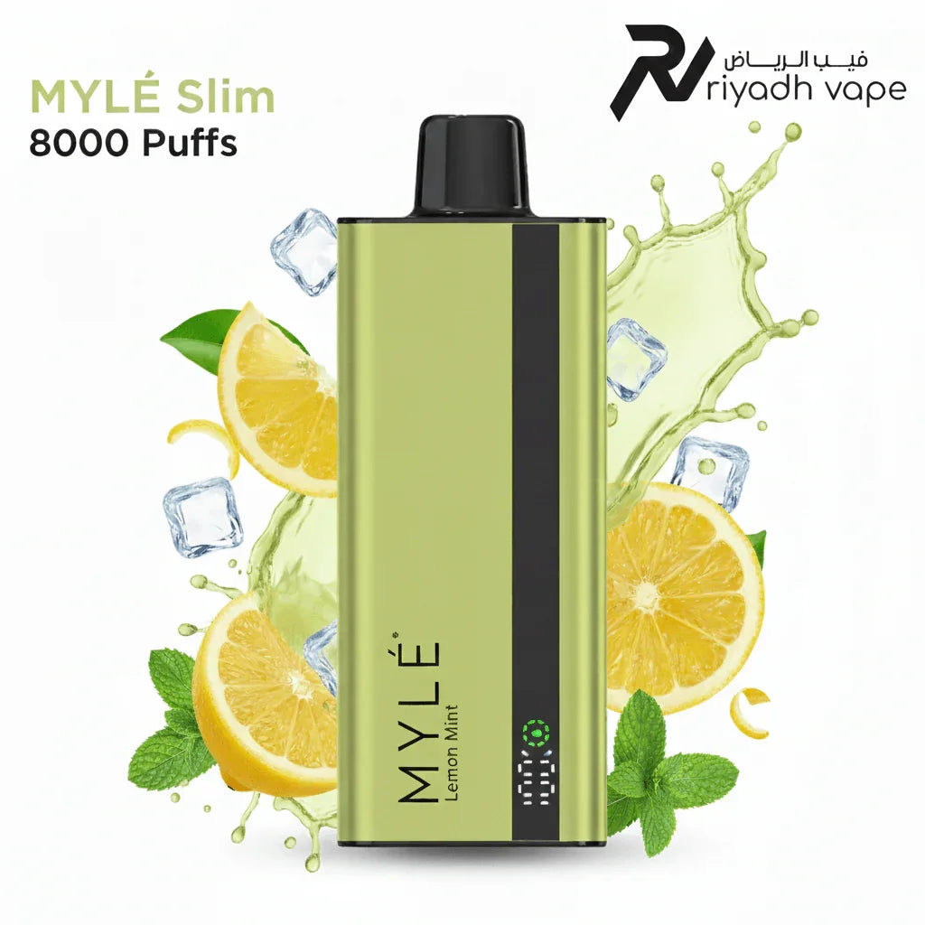 Myle Slim 8000 Puffs Disposable Vape - Lemon Mint - Riyadh Vape Shop - Disposable Vape
