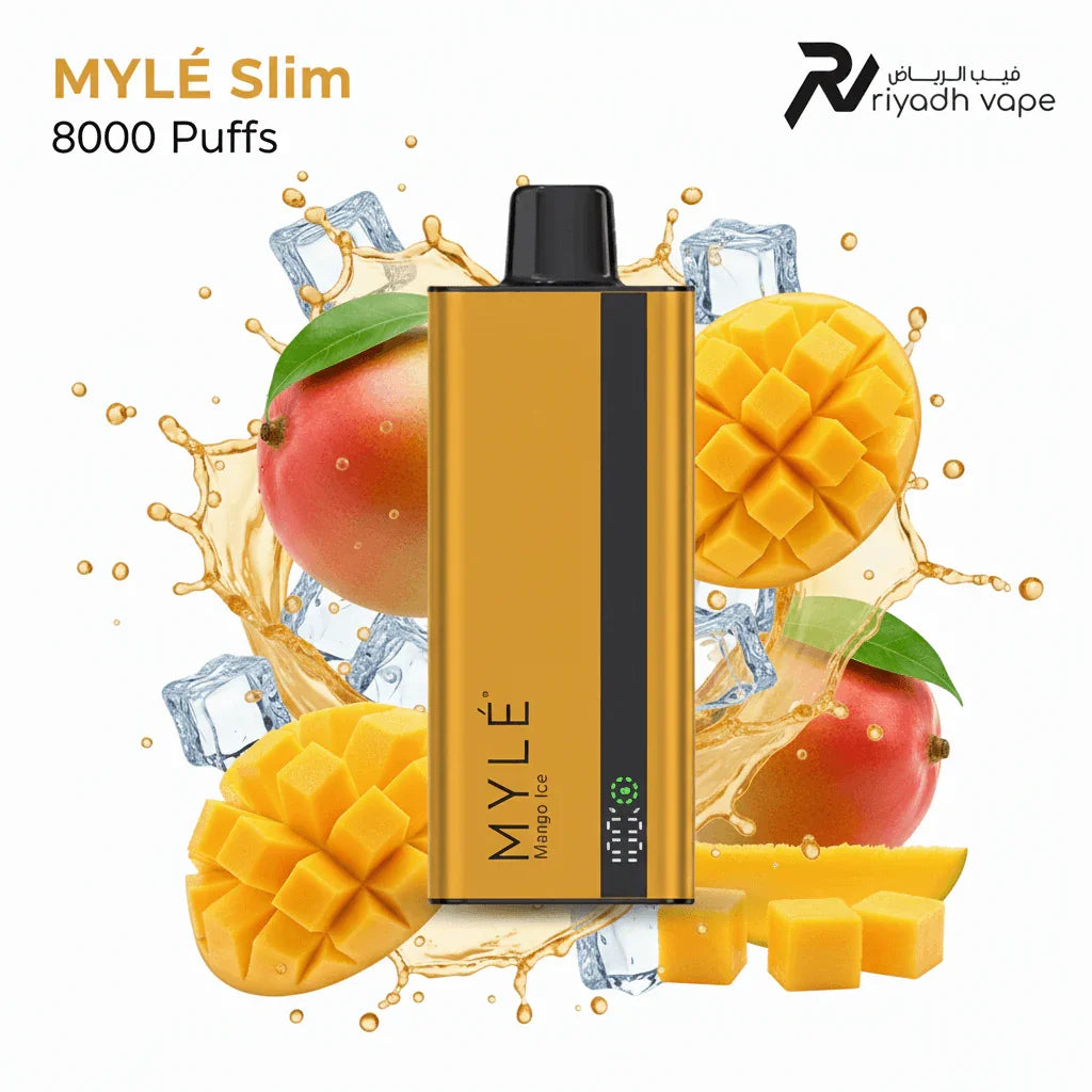 Myle Slim Mango Ice Disposable Vape – Best Vape in Riyadh Saudi Arabia | 8000 Puffs | 99 SR | Same Day Delivery