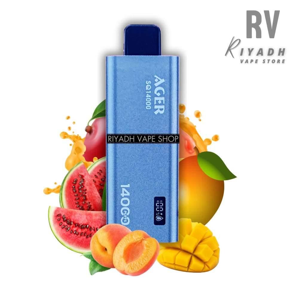 AGER SQ 14000 Puffs Disposable Vape - Peach Mango Watermelon - Riyadh Vape Shop - Disposable Vape