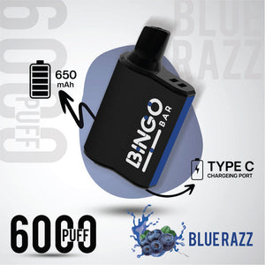 Bingo 6000 Puffs Disposable Vape - Blue Raspberry
