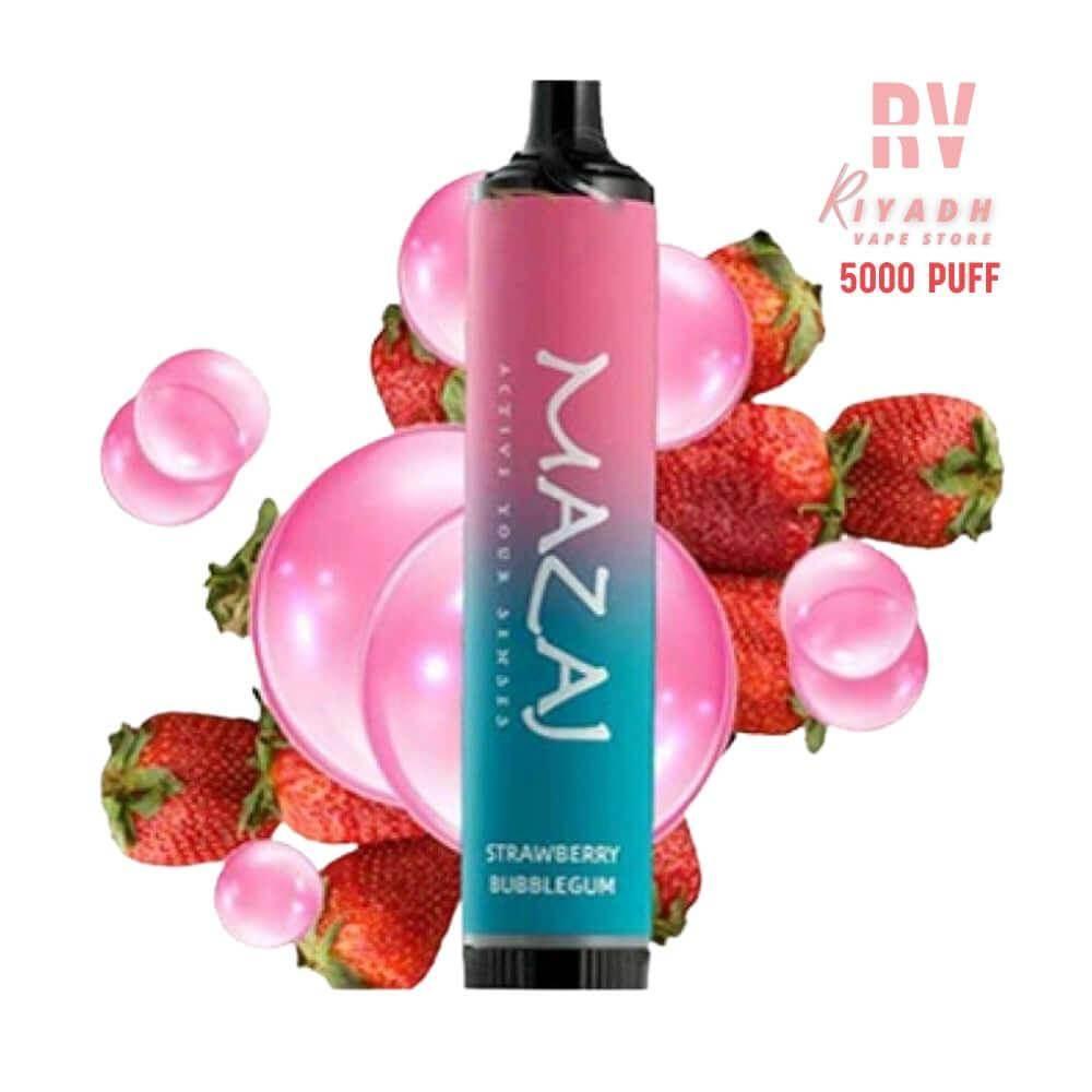 Mazaj 5000 Puff Strawberry Bubblegum Disposable Vape - مزاج فيب - Riyadh Vape Shop