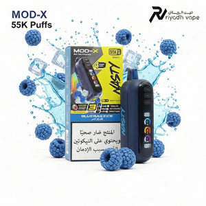 Nasty MOD-X 55K Bluerazz Ice candy blue raspberry flavor with dynamic cooling control and 4 mesh coils available in Riyadh Saudi Arabia