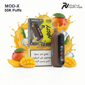 Nasty MOD-X 55K Mango Ice tropical flavor with quad mesh coils and adjustable cooling control available for fast delivery in Riyadh