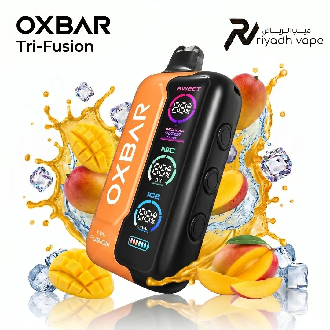 Oxbar Tri-Fusion 40K Disposable Vape - Mango Ice flavor, featuring the advanced UNIONE Four Mesh Coil design.