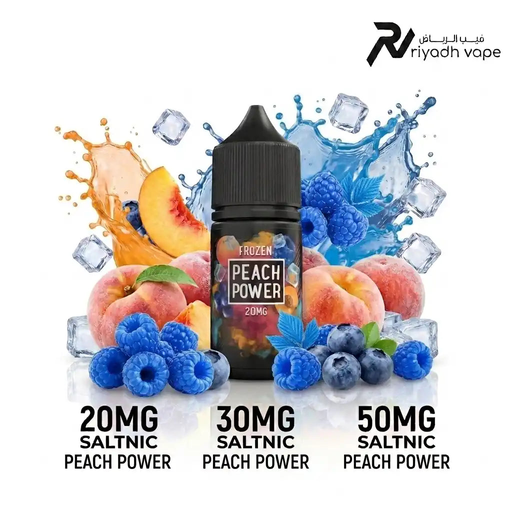Sam's Vape Peach Power Frozen salt nic e-liquid 30ml, iced peach, blueberry, raspberry, Riyadh Vape Shop