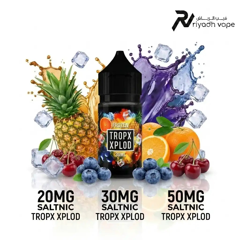 Sam's Vape Tropx Xplod Frozen salt nic e-liquid 30ml, iced tropical mixed fruit, Riyadh Vape Shop