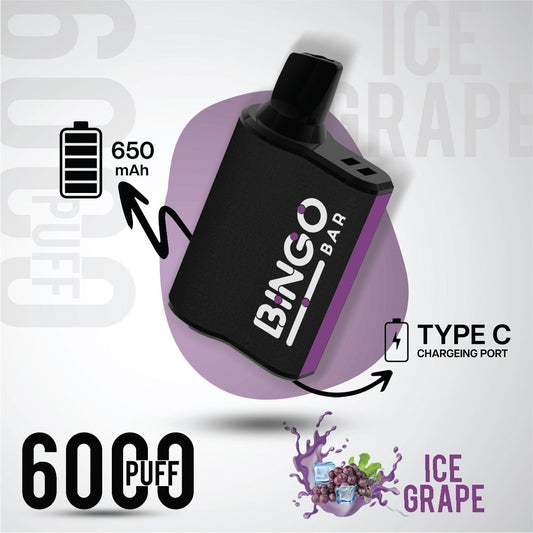 Bingo 6000 Grape Ice Disposable Vape – Best Vape in Riyadh Saudi Arabia | 6000 Puffs | 75 SR | Same Day Delivery