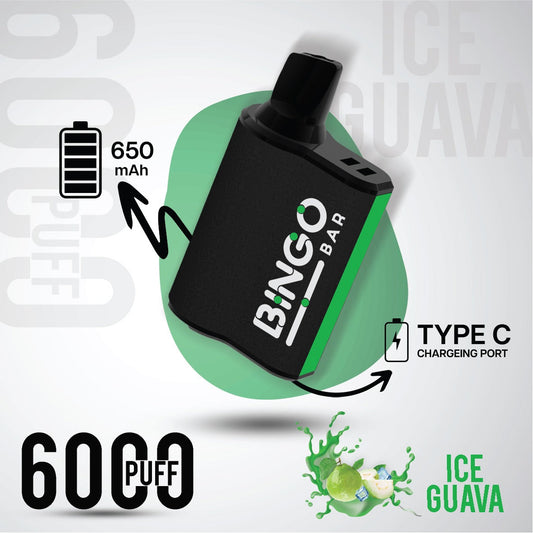 Bingo 6000 Guava Ice Disposable Vape – Best Vape in Riyadh | 6000 Puffs | 75 SR