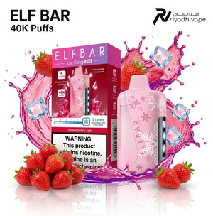 Elfbar Ice King Pro 40K Strawberry Ice disposable vape - 40,000 puffs, sweet strawberry with frosty finish, same-day delivery in Riyadh