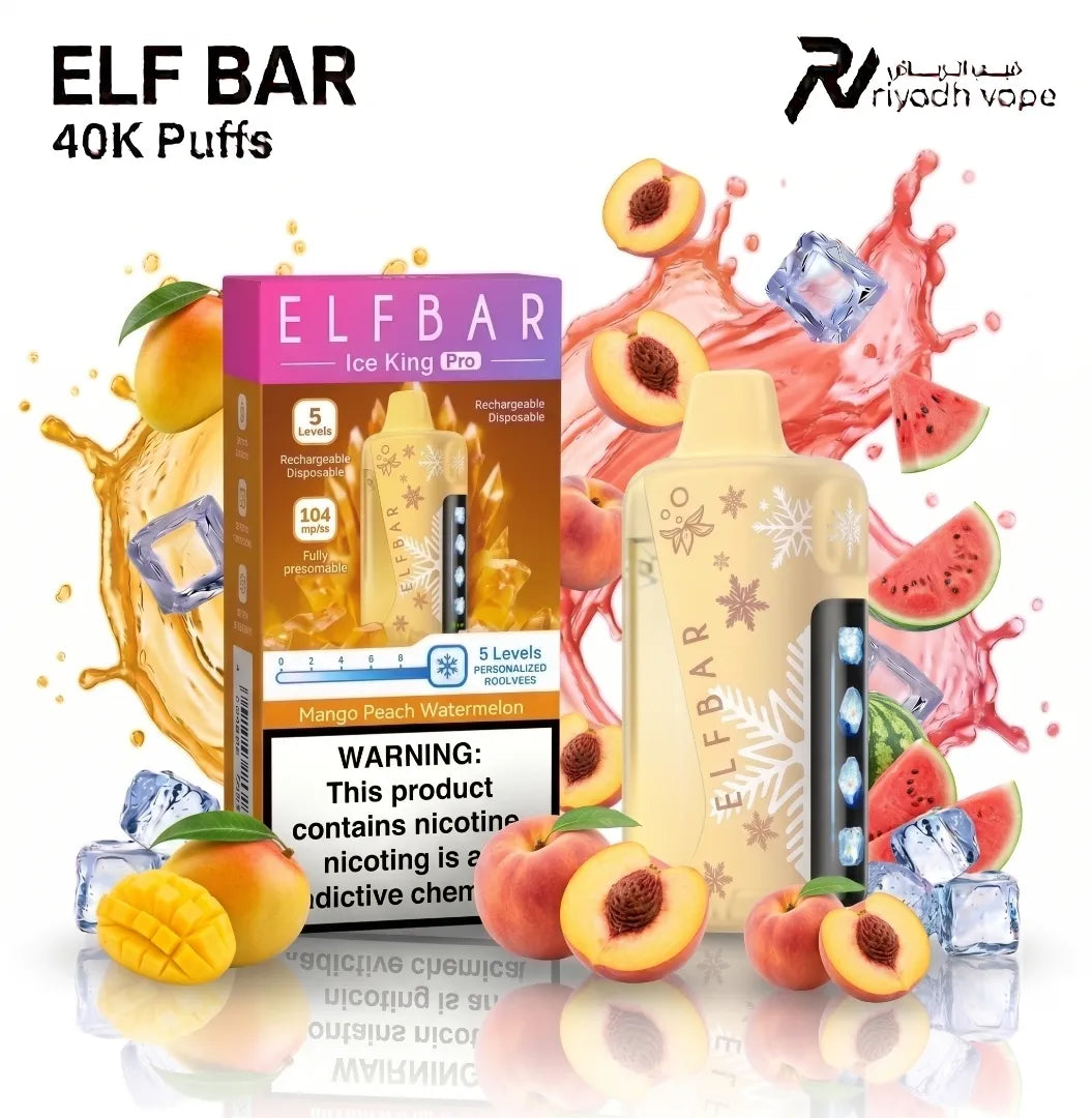 Elfbar Ice King Pro 40K Mango Peach Watermelon disposable vape - 40,000 puffs, same-day delivery in Riyadh
