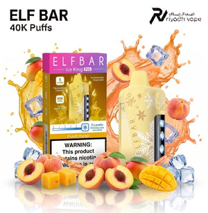 Elfbar Ice King Pro 40K Peach Mango disposable vape - 40,000 puffs, sweet tropical blend, same-day delivery in Riyadh