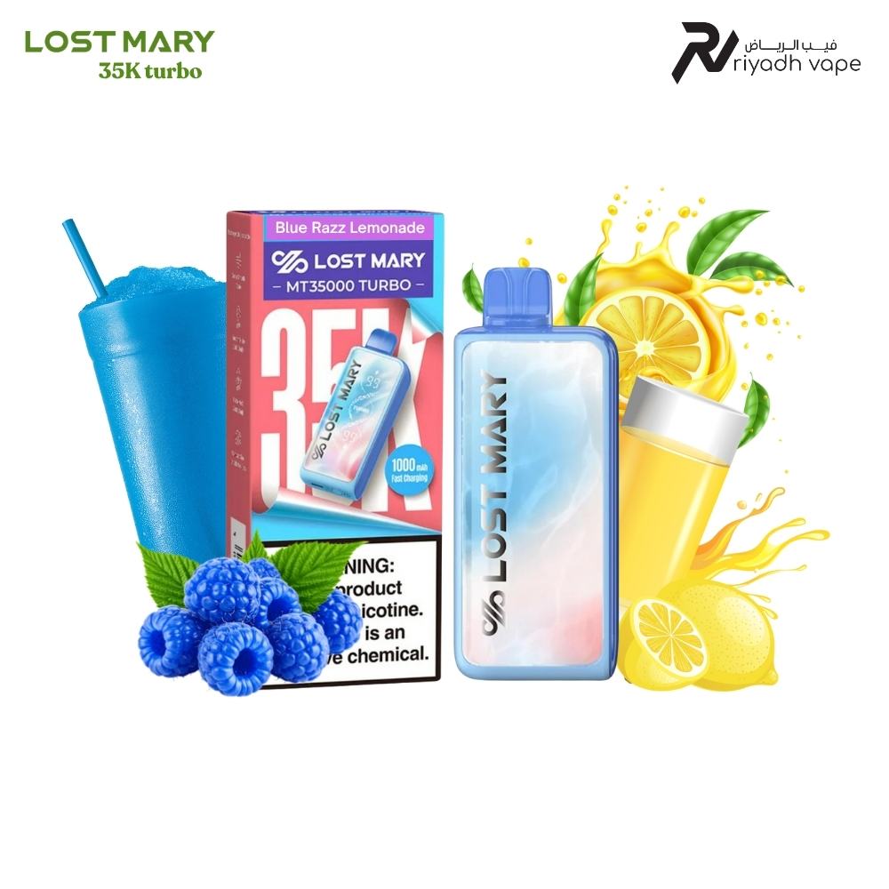 Lost Mary MT35000 Turbo Blue Razz Lemonade Disposable Vape – Best Vape in Riyadh Saudi Arabia | 35,000 Puffs | 125 SR | Same Day Delivery