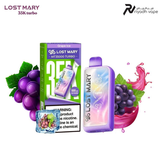 Lost Mary MT35000 Turbo Grape Ice Disposable Vape – Best Vape in Riyadh Saudi Arabia | 35,000 Puffs | 125 SR | Same Day Delivery