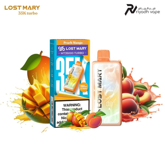 Lost Mary MT35000 Turbo Peach Mango Disposable Vape – Best Vape in Riyadh Saudi Arabia | 35,000 Puffs | 125 SR | Same Day Delivery