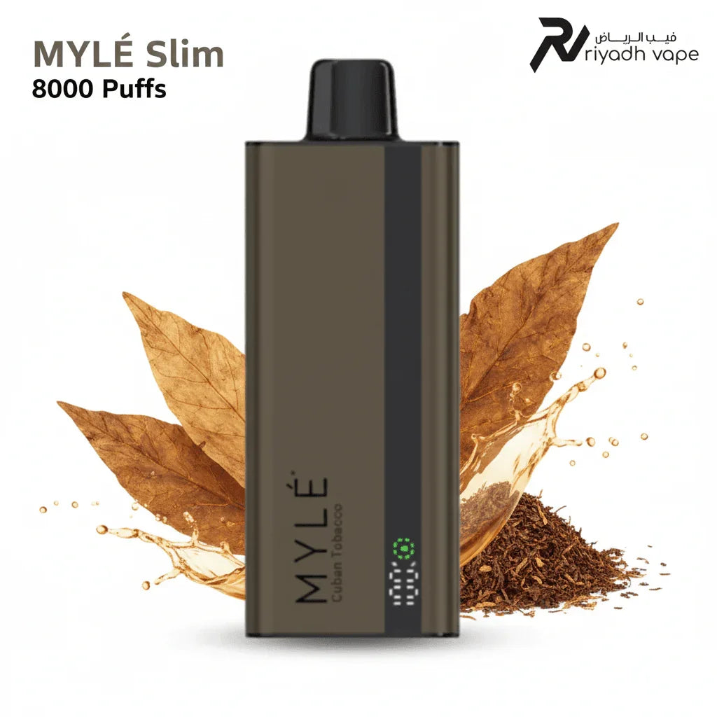 myle-slim-8000-cuban-tobacco-disposable-vape-riyadh