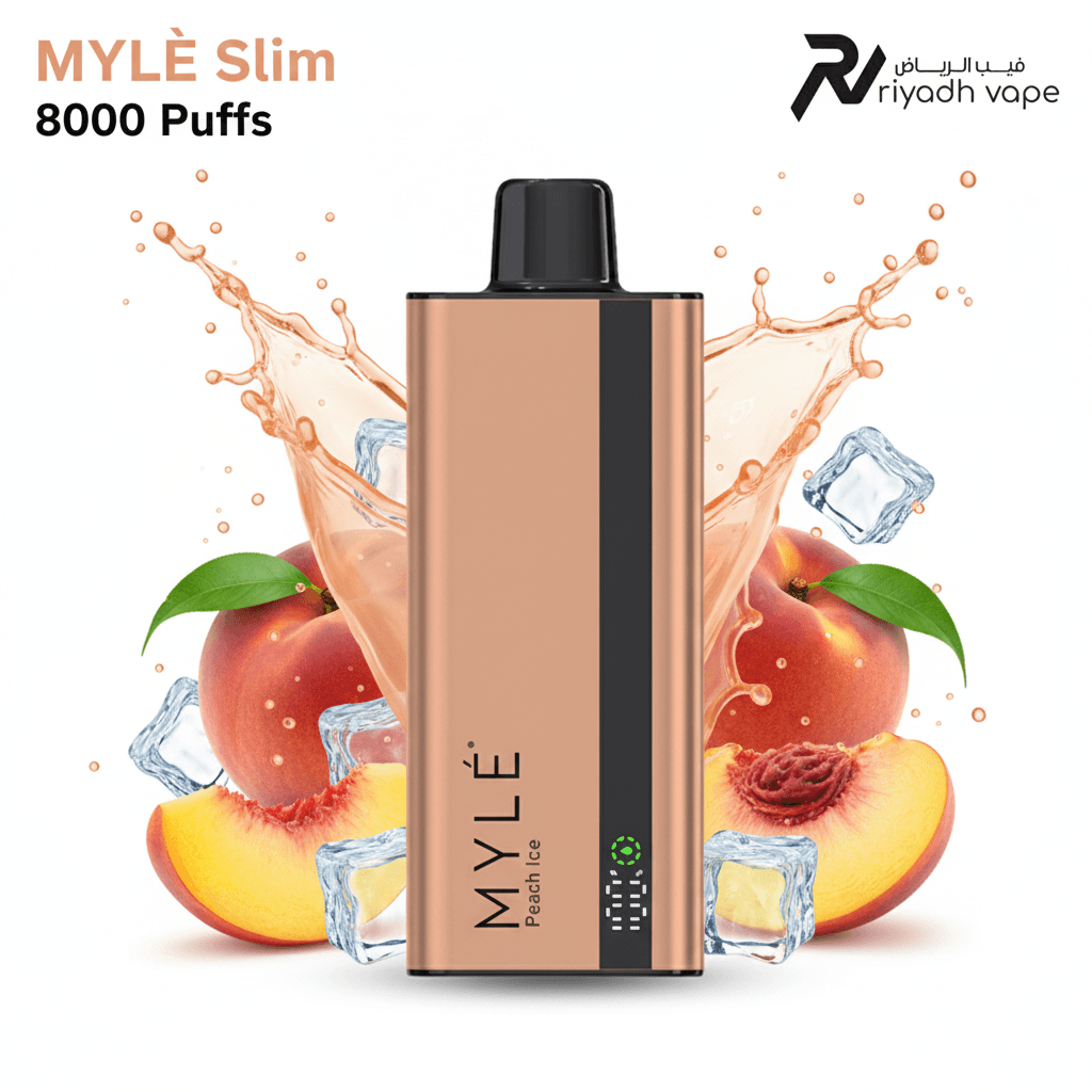 Myle Slim Peach Ice Disposable Vape – Best Vape in Riyadh Saudi Arabia | 8000 Puffs | 99 SR | Same Day Delivery