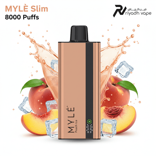 Myle Slim Peach Ice Disposable Vape – Best Vape in Riyadh Saudi Arabia | 8000 Puffs | 99 SR | Same Day Delivery